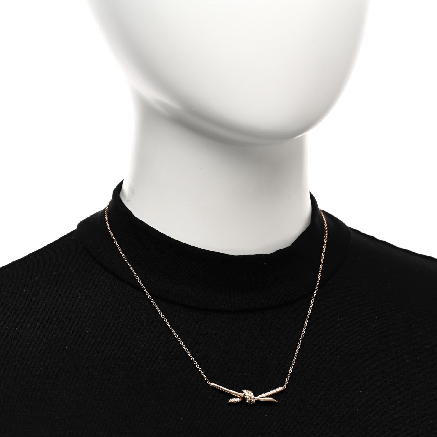 18K Rose Gold Diamond Knot Necklace