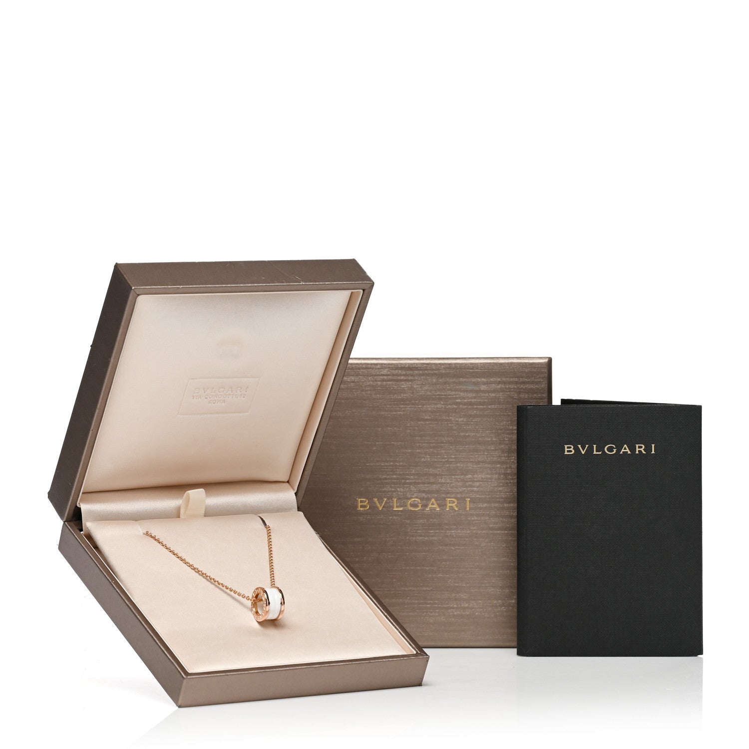 Bulgari 18K Rose Gold White Ceramic B.Zero1 Pendant Necklace 7 of 7