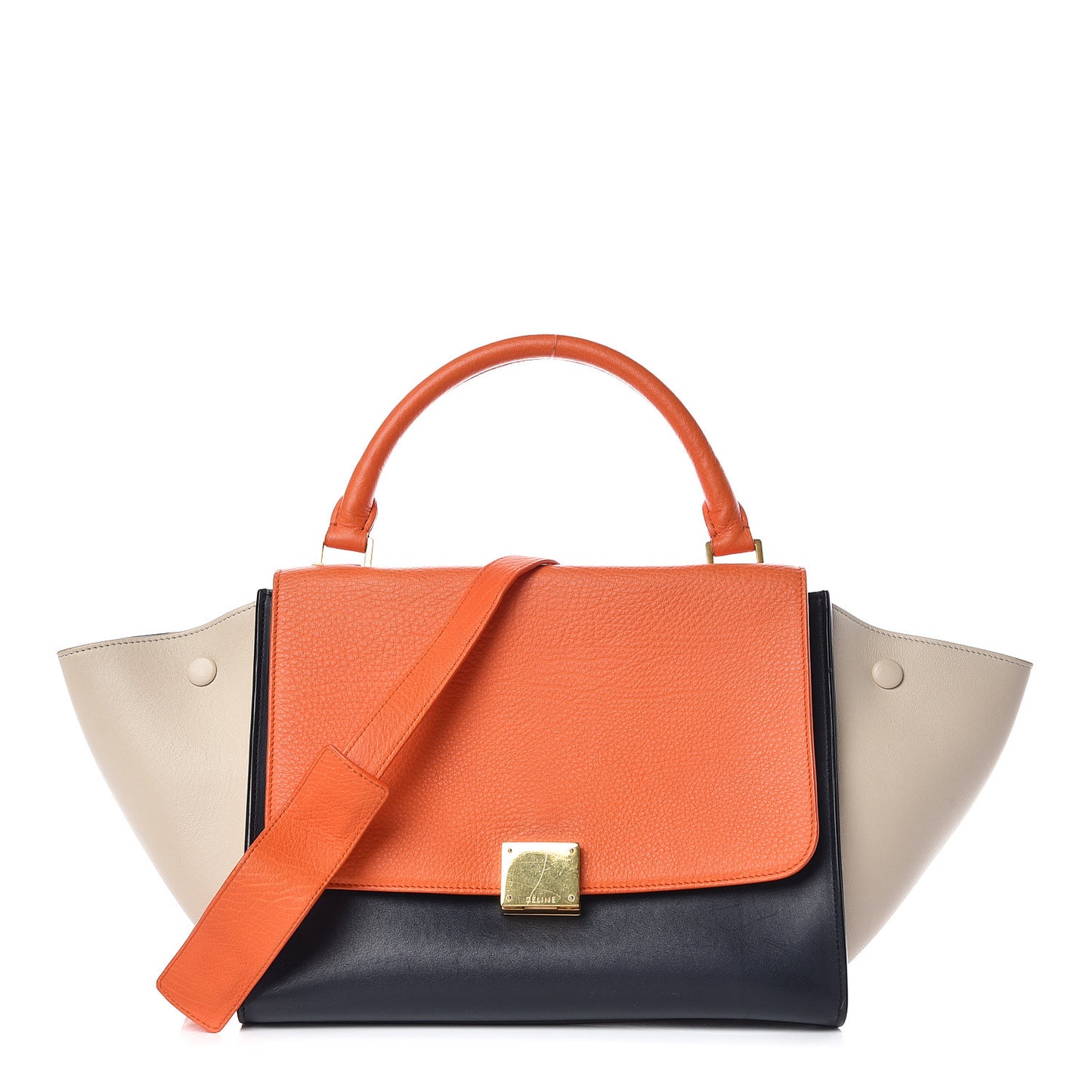 Bullhide Calfskin Small Tri-Color Trapeze Fluo Orange