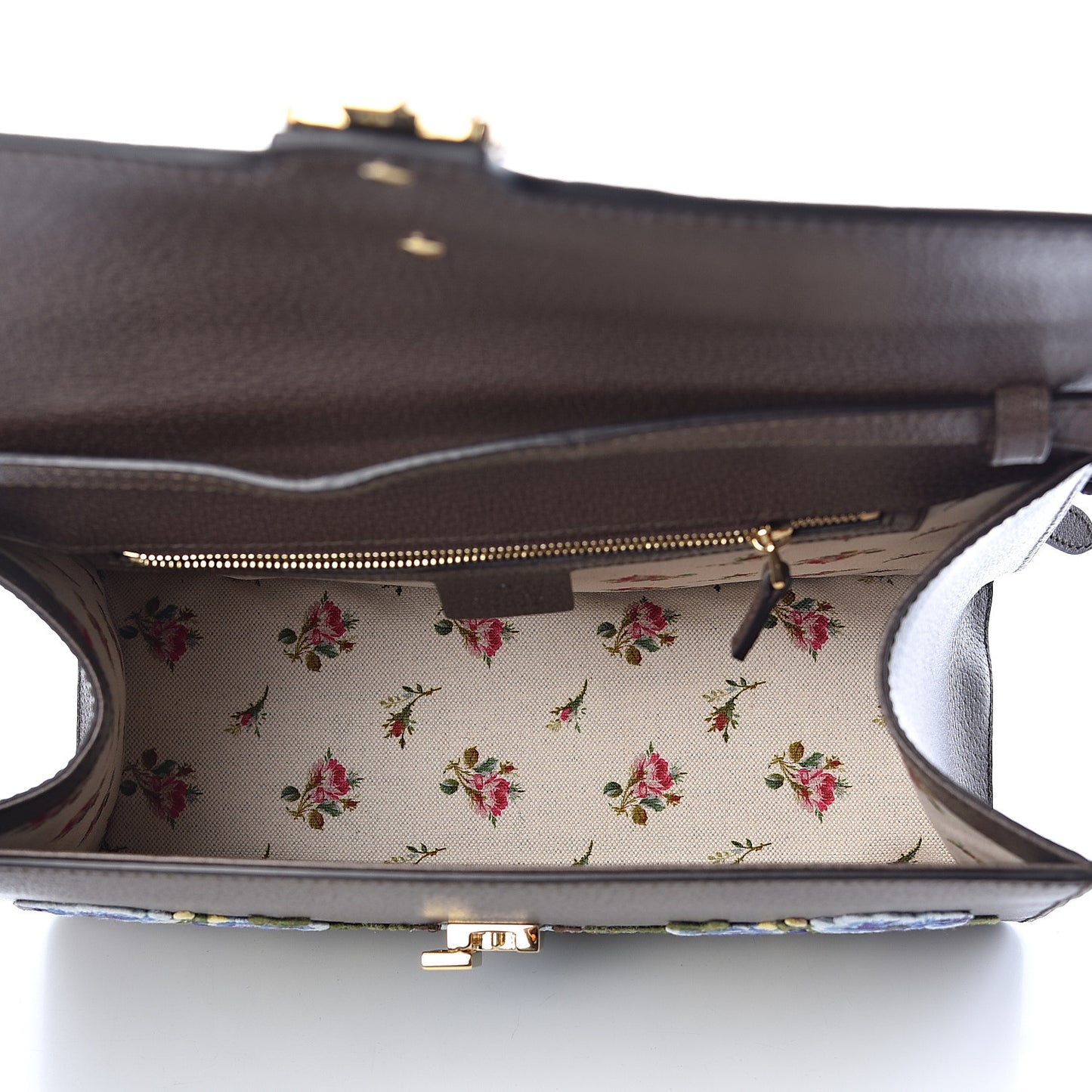 Calfskin Embroidered Medium Sylvie Top Handle Bag New Acero Multicolor