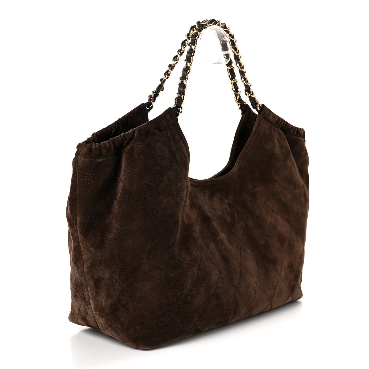 Suede Quilted Neo Cabas Small Shopping Tote Dark Brown