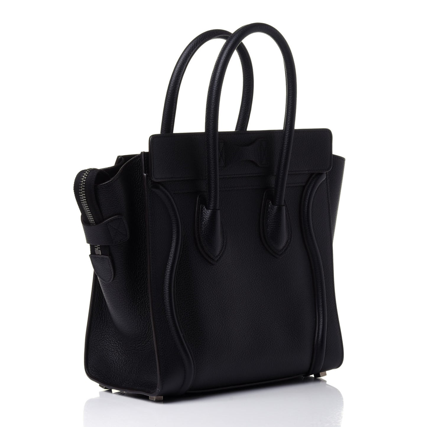Drummed Calfskin Micro Luggage Black