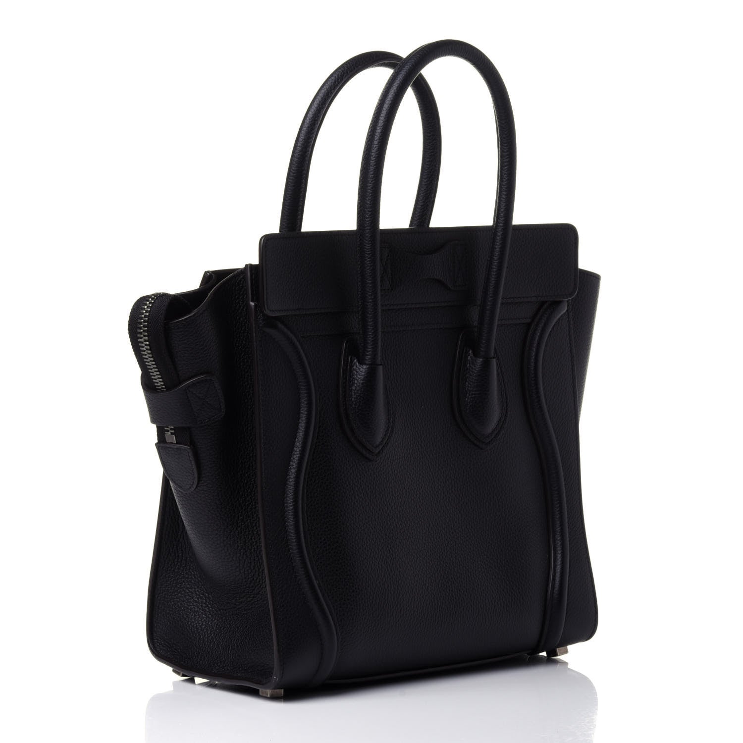 Celine Drummed Calfskin Micro Luggage Black 2 of 4