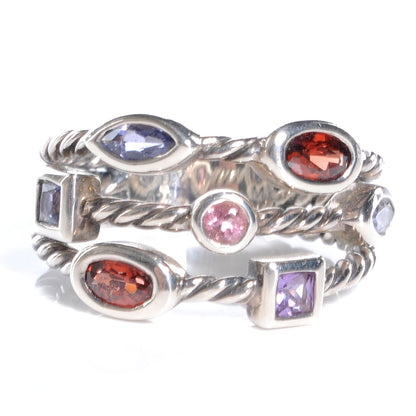 David Yurman Sterling Silver Berry Confetti 3 Row Ring 6 1 of 5