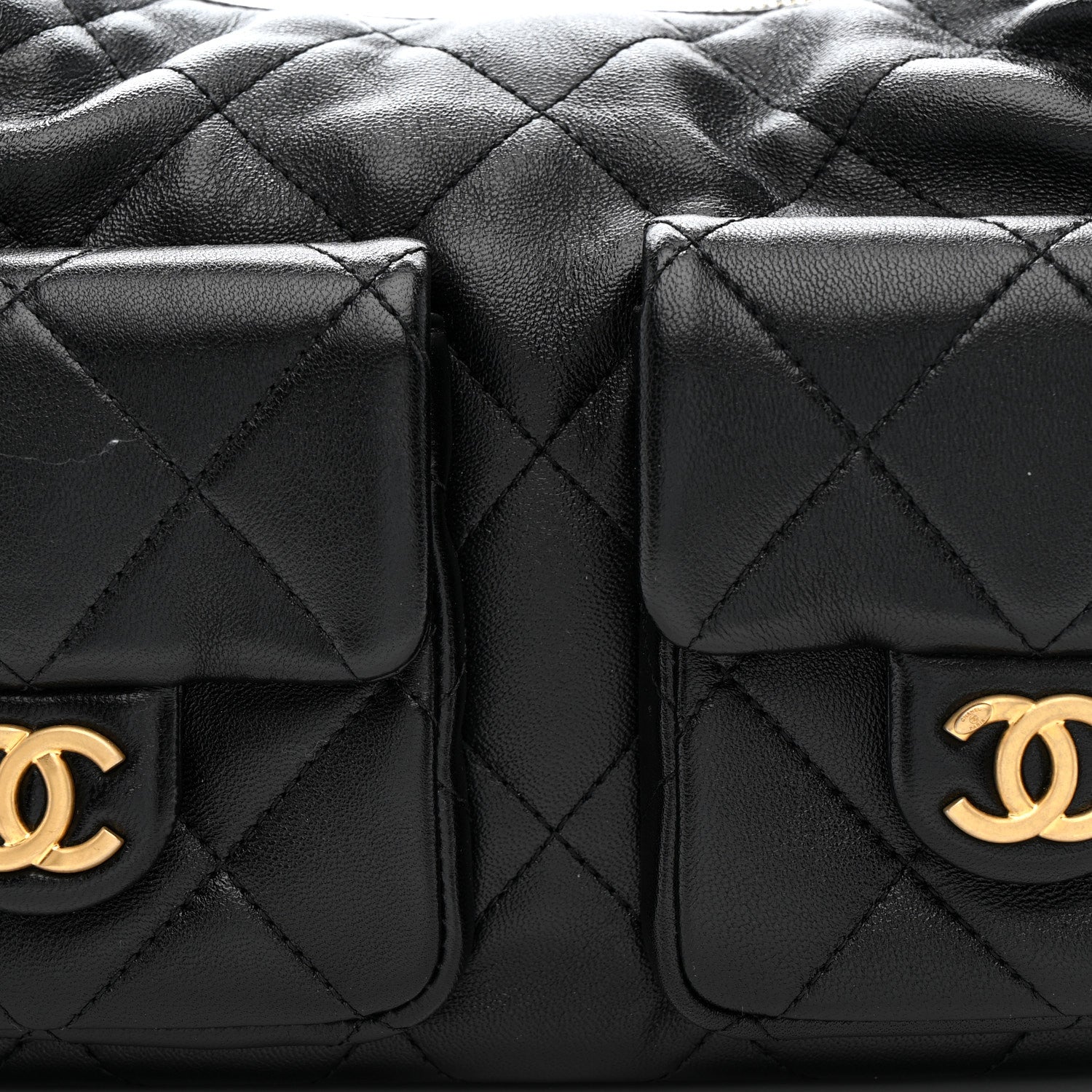 Chanel Shiny Lambskin Quilted Trendy Pockets Hobo Black 8 of 10