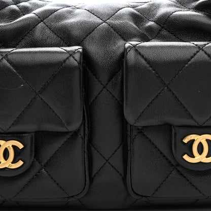 Chanel Shiny Lambskin Quilted Trendy Pockets Hobo Black 8 of 10