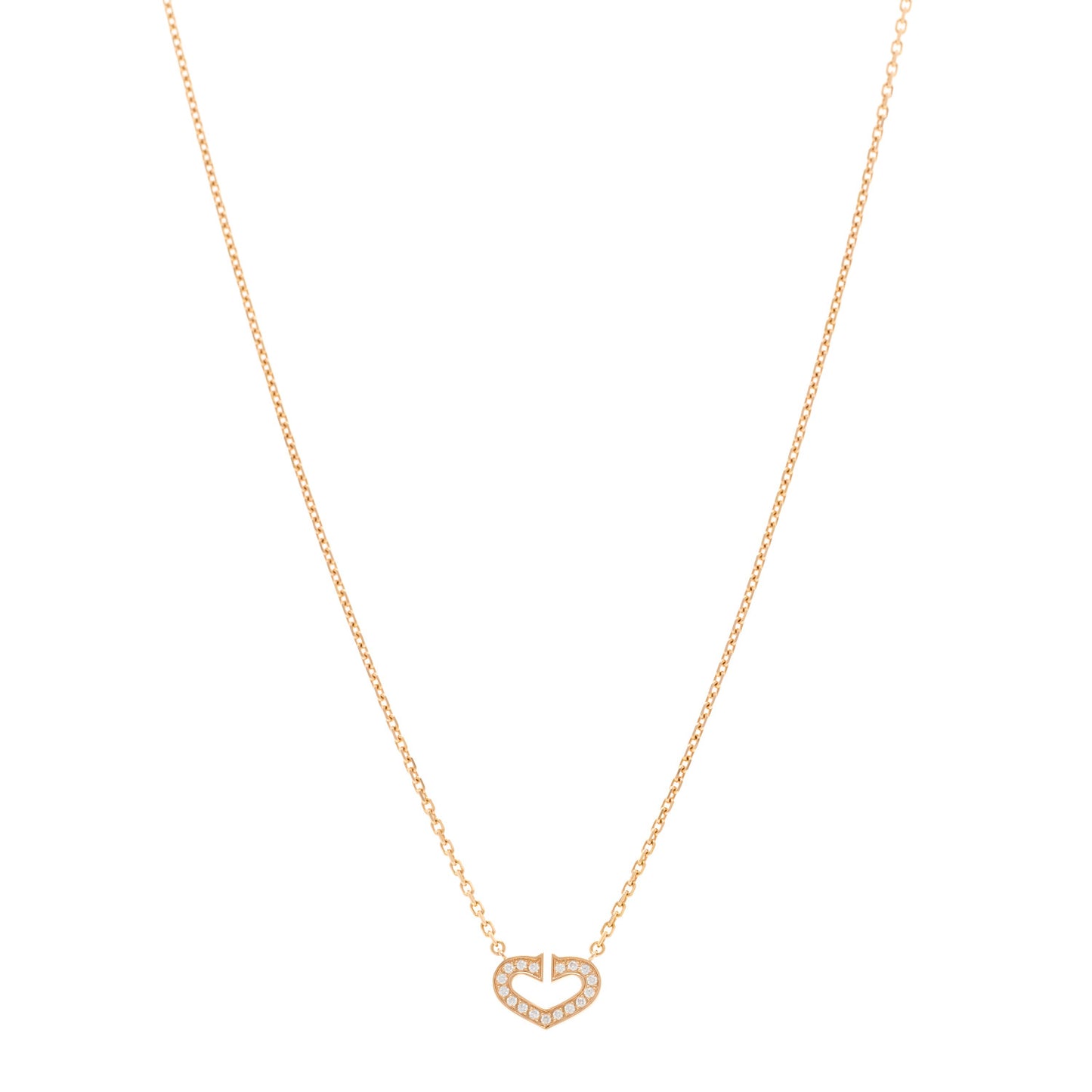 18K Pink Gold Diamond Hearts And Symbols Pendant Necklace