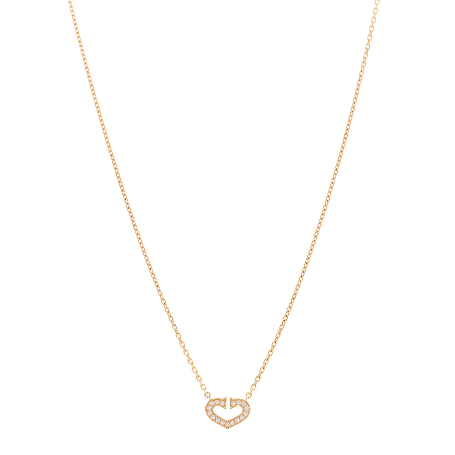 Cartier 18K Pink Gold Diamond Hearts And Symbols Pendant Necklace 1 of 4