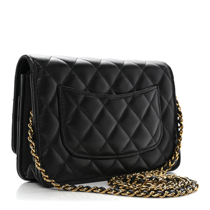 Chanel Lambskin Quilted Wallet On Chain WOC Black 3 of 11