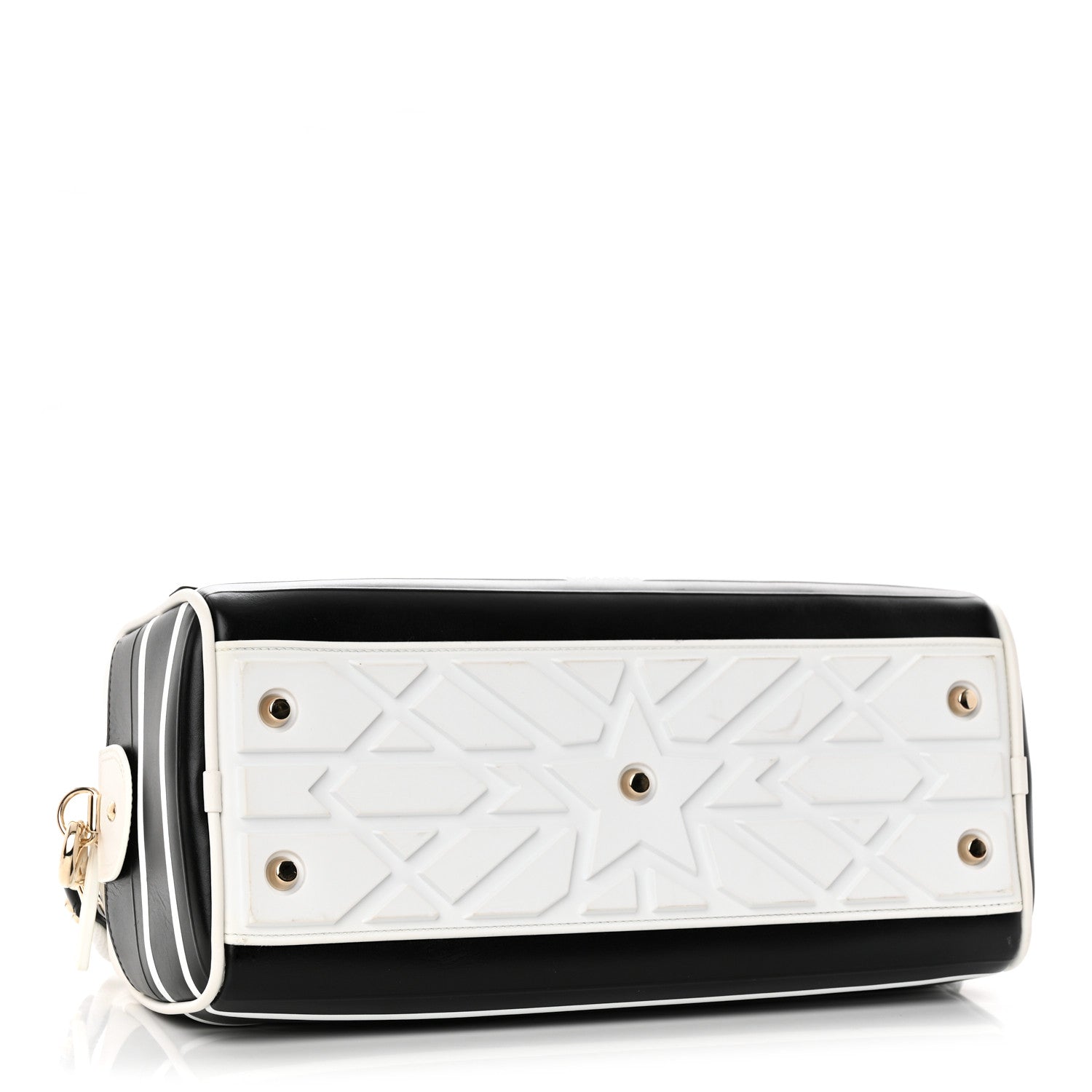 Christian Dior Lambskin Cannage Medium Dior Vibe Zip Bowling Bag Black White 4 of 17