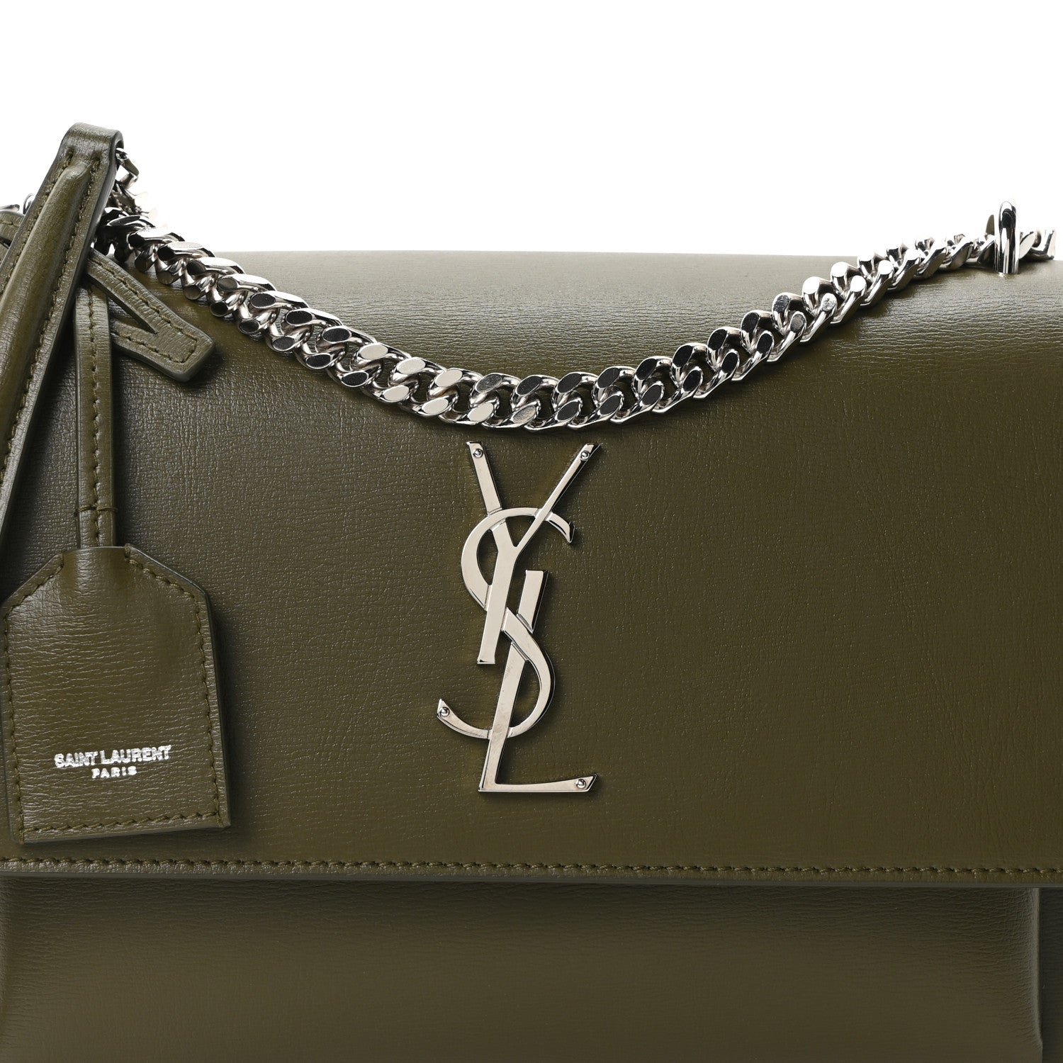 Saint Laurent Calfskin Medium Monogram Sunset Vert Kaki 7 of 9