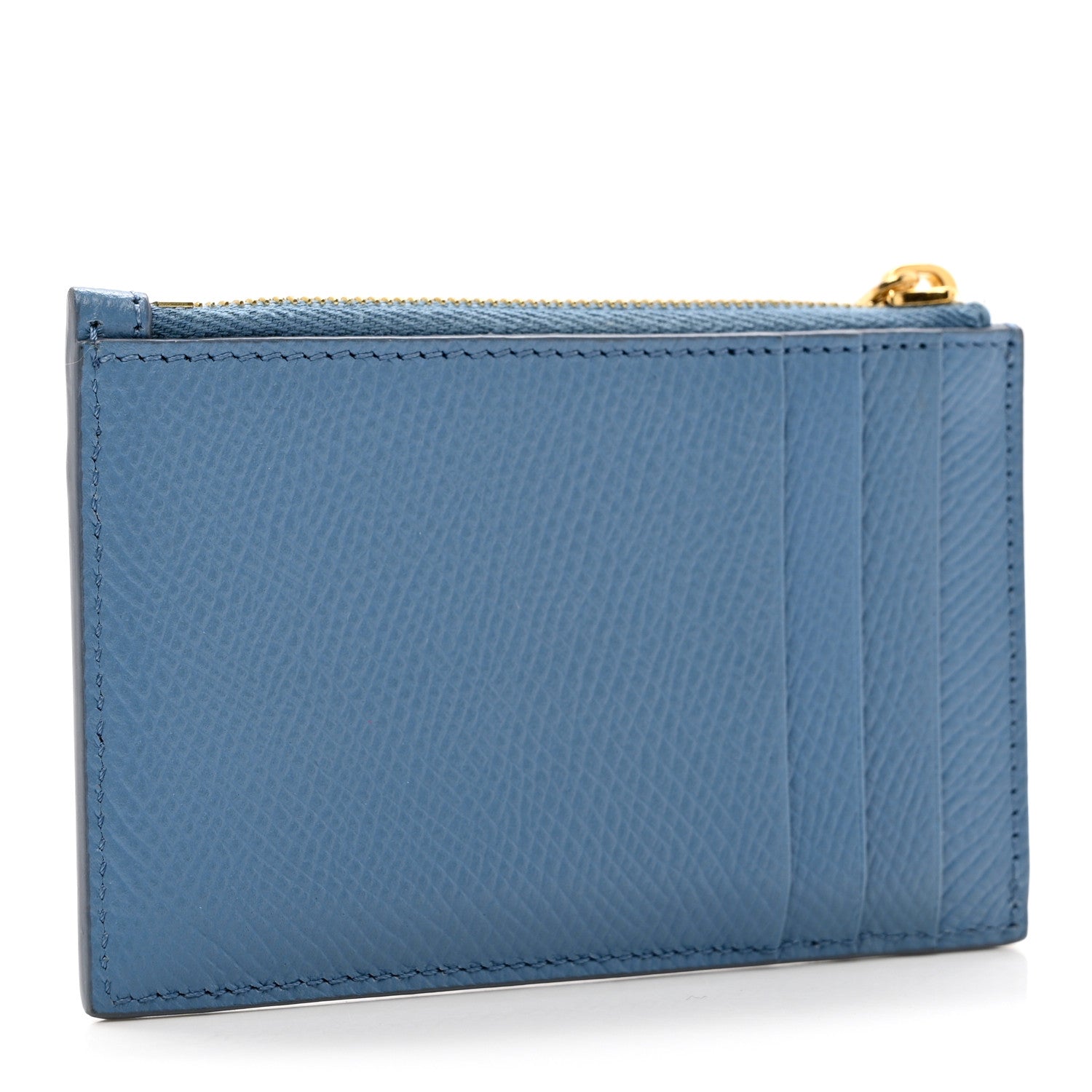 Celine Grained Calfskin Zipped Card Holder Azure 2 of 7