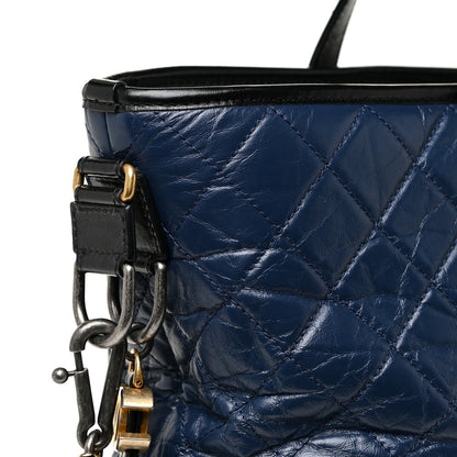 Chanel Aged Calfskin Quilted Large Gabrielle Shopping Tote Navy Black 15 of 25