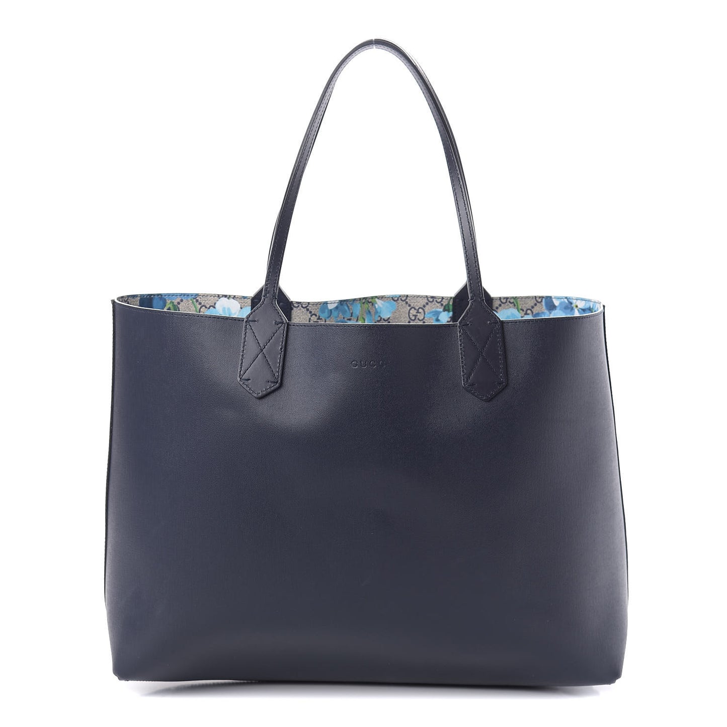 GG Supreme Monogram Blooms Medium Reversible Tote Beige Blue Navy