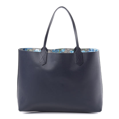 Gucci GG Supreme Monogram Blooms Medium Reversible Tote Beige Blue Navy 11 of 17