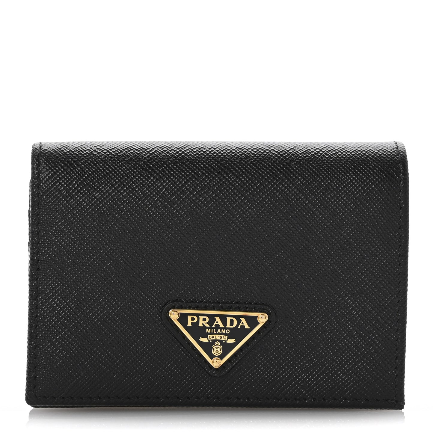 Saffiano Triangle Bi-Fold Compact Wallet Black