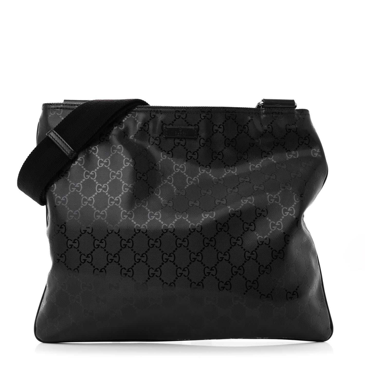 Gucci Imprime Monogram Medium Flat Messenger Bag Black 1 of 10