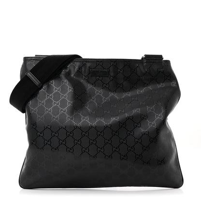 Gucci Imprime Monogram Medium Flat Messenger Bag Black 1 of 10