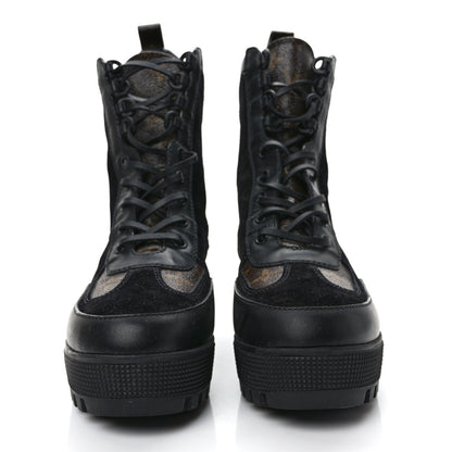 Louis Vuitton Suede Calfskin Monogram Laureate Platform Desert Boots 40 Black 2 of 7