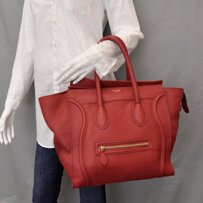 Celine Pebbled Leather Mini Luggage Bag Red 2 of 7