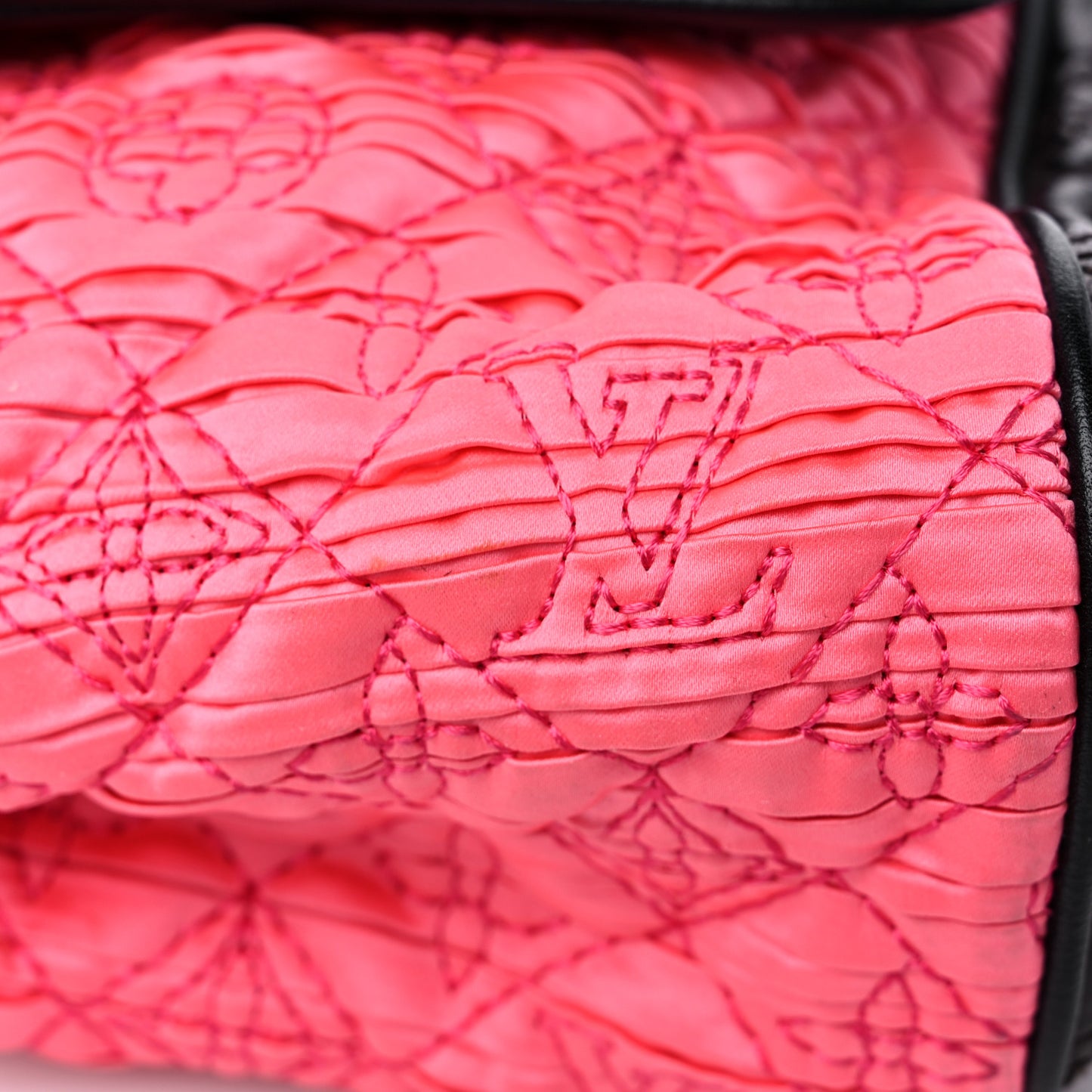 Satin Quilted Monogram Coquette Pochette Bunny Pink
