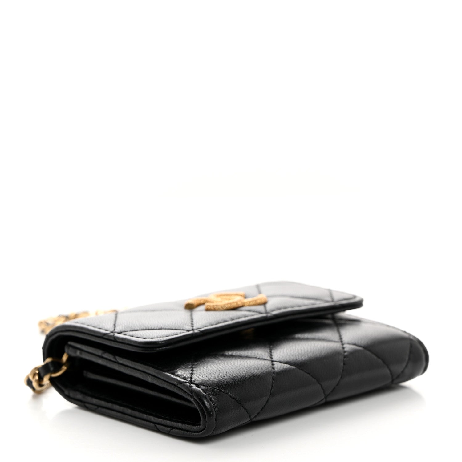 Chanel Lambskin Quilted Studded CC Clutch With Chain Black 4 of 11