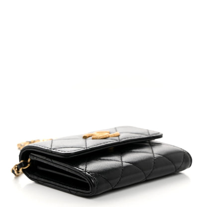 Chanel Lambskin Quilted Studded CC Clutch With Chain Black 4 of 11