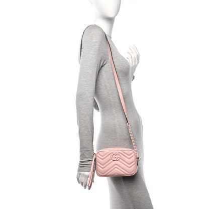 Gucci Calfskin Matelasse Monochrome Mini GG Marmont Chain Shoulder Bag Perfect Pink 2 of 10