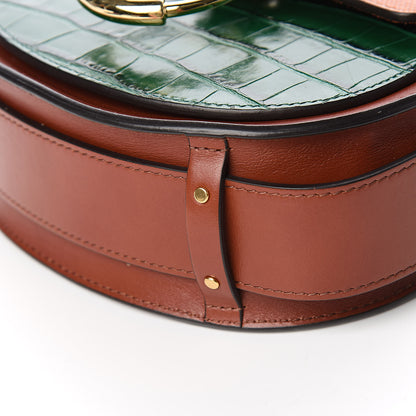 Chloe Calfskin Crocodile Embossed Small Tess Bag Woodsy Green Brown 10 of 15
