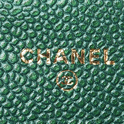 Chanel Metallic Caviar Quilted Card Holder Green 5 of 9