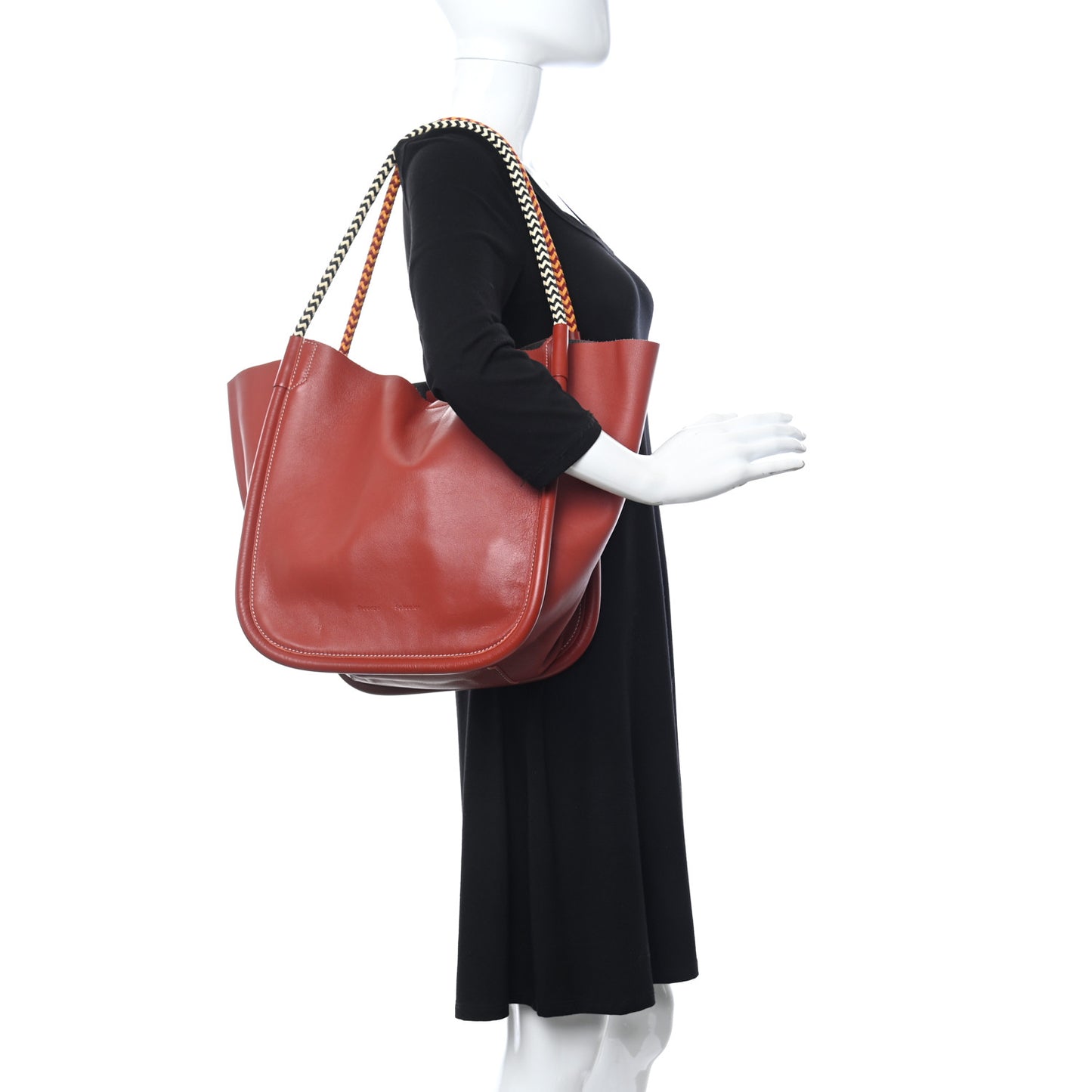 Calfskin L Lux Rope Handle Tote Rust