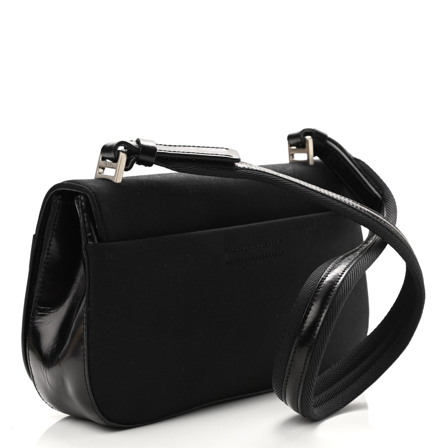 Calfskin Nylon Shoulder Bag Black