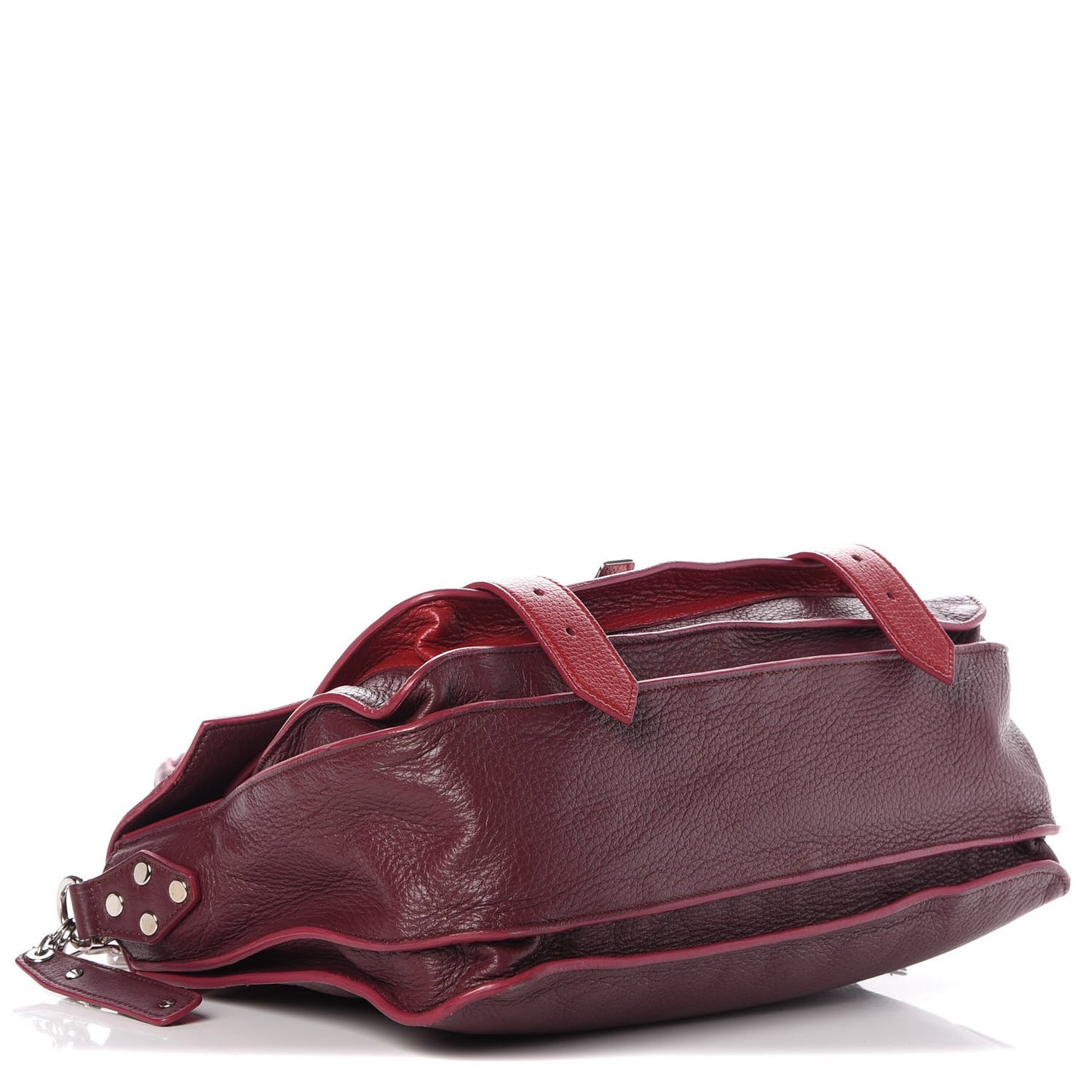 Grained Deerskin Medium Bicolor PS1 Satchel Burgundy Red