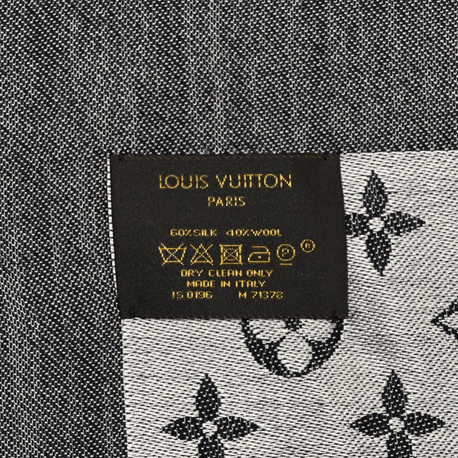 Louis Vuitton Silk Wool Monogram Denim Shawl Black 3 of 5