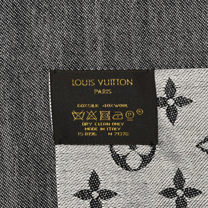 Louis Vuitton Silk Wool Monogram Denim Shawl Black 3 of 5