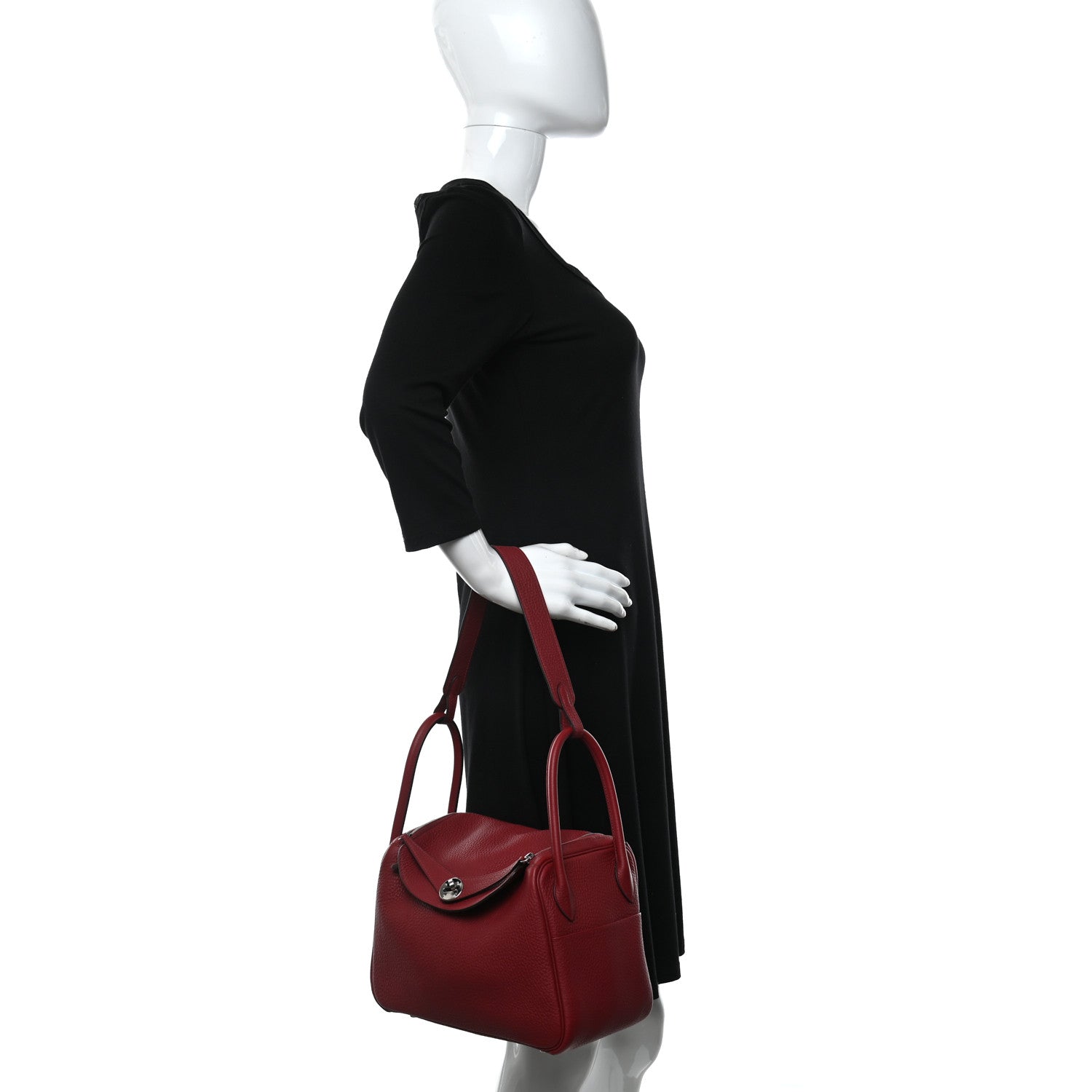 Hermes Taurillon Clemence Lindy 26 Rouge Grenat 2 of 9