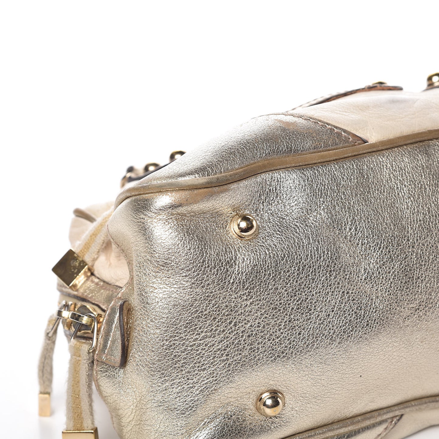 Goatskin Small Capri Bowler White Gold