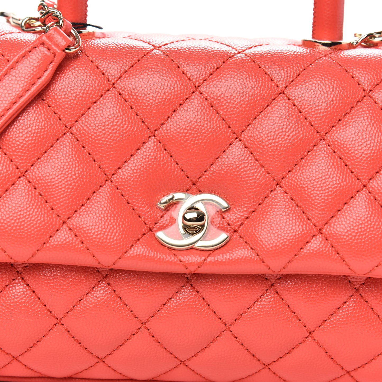 Caviar Quilted Mini Coco Handle Flap Red