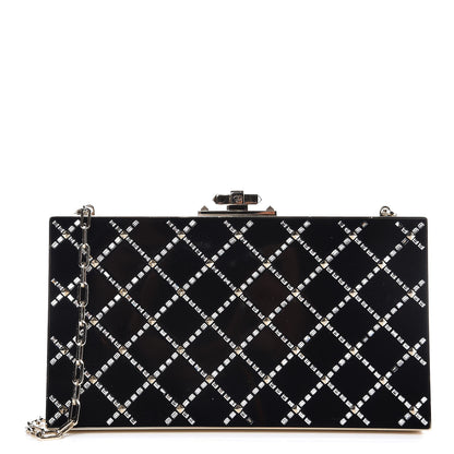 Valentino Garavani Swarovski Crystal Minaudiere Box Clutch Black 1 of 7
