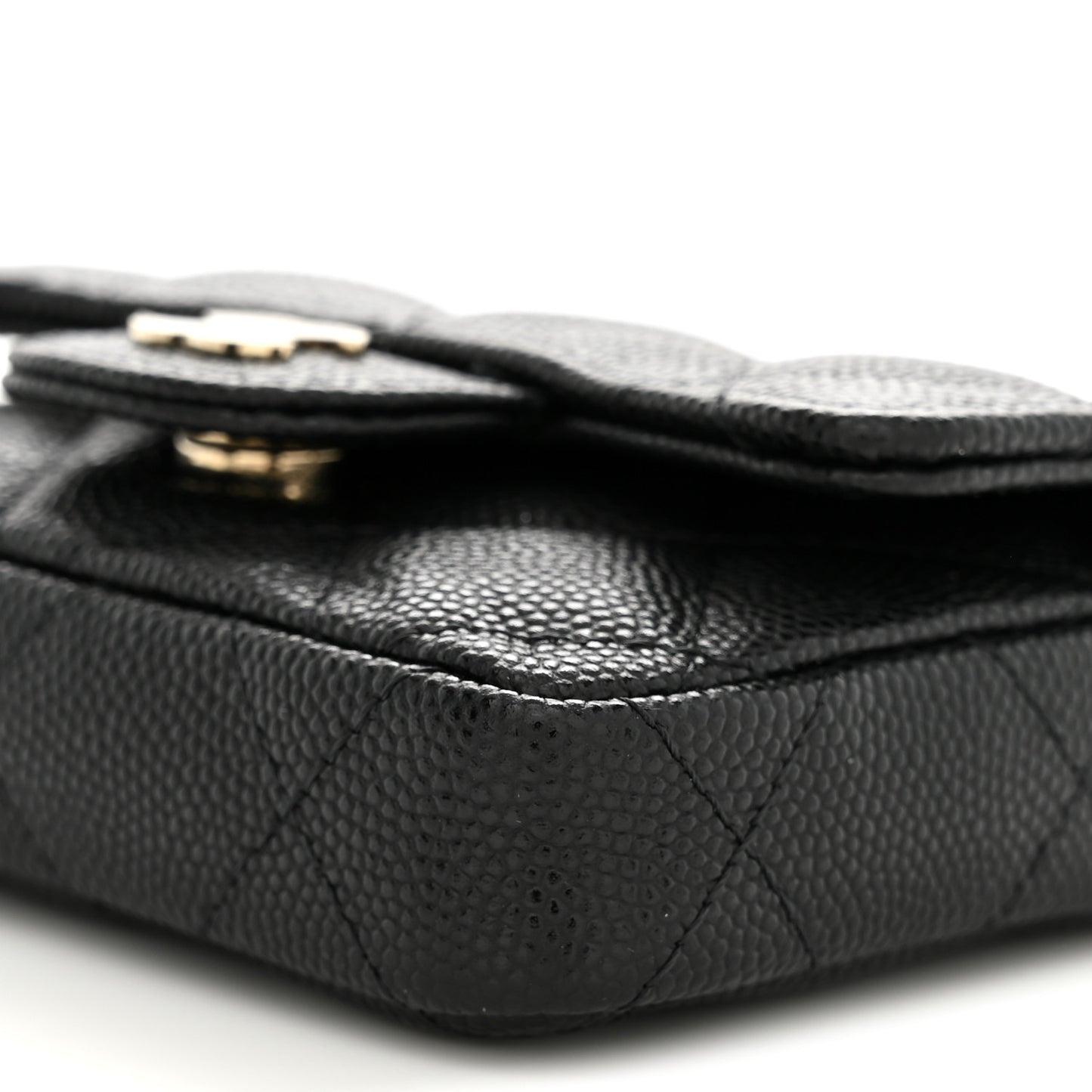 Caviar Quilted Mini Chain Belt Bag Black