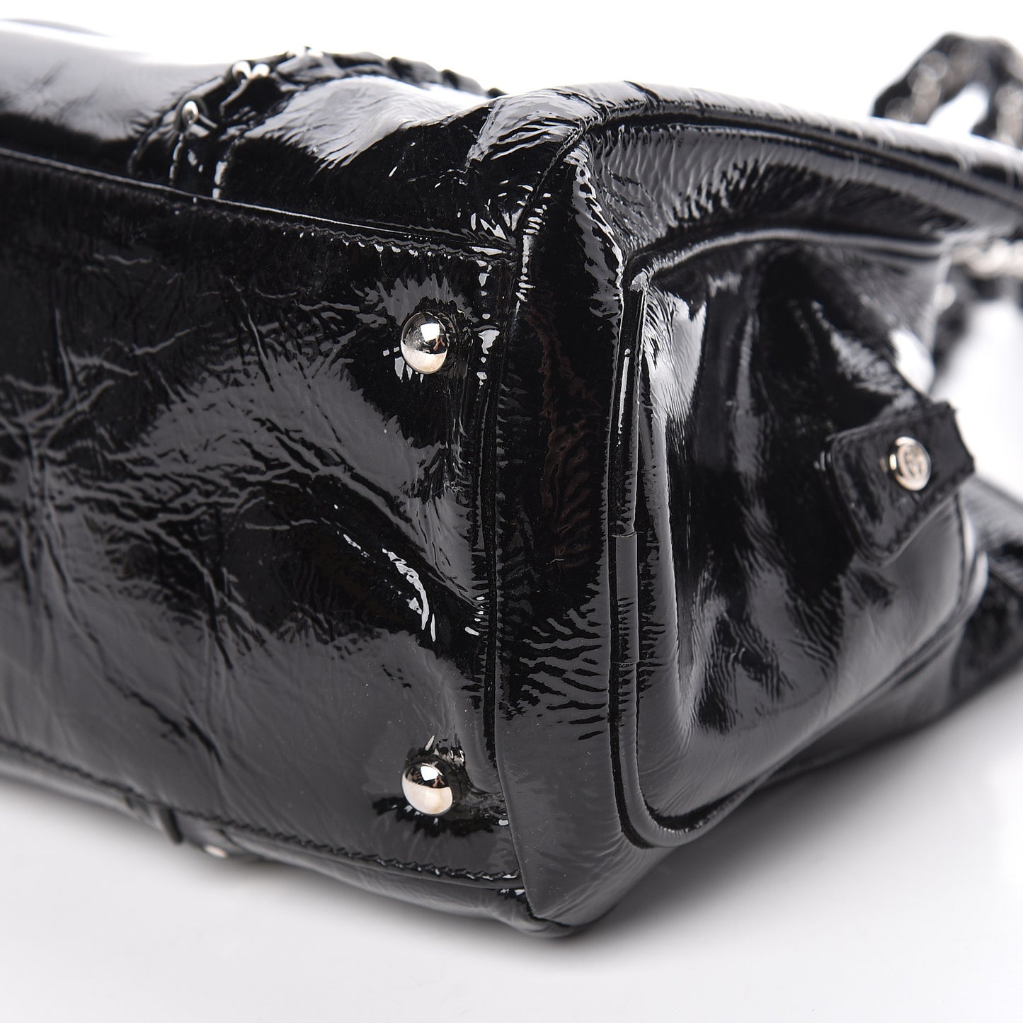 Patent Calfskin Small Luxe Ligne Tote Black