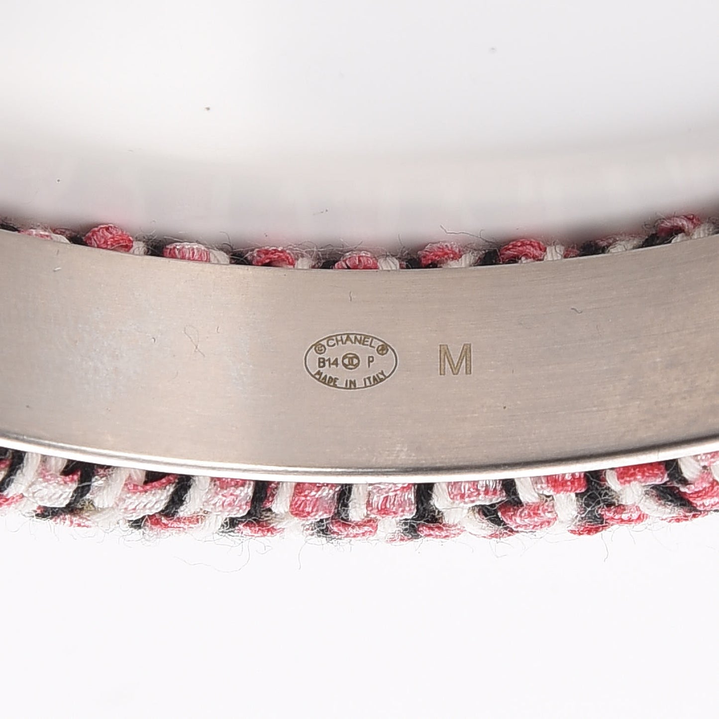 Tweed CC Narrow Bangle M Pink Black White