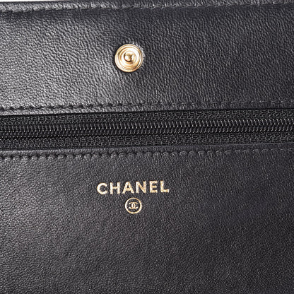 Chanel Lambskin Quilted Wallet On Chain WOC Black 6 of 9