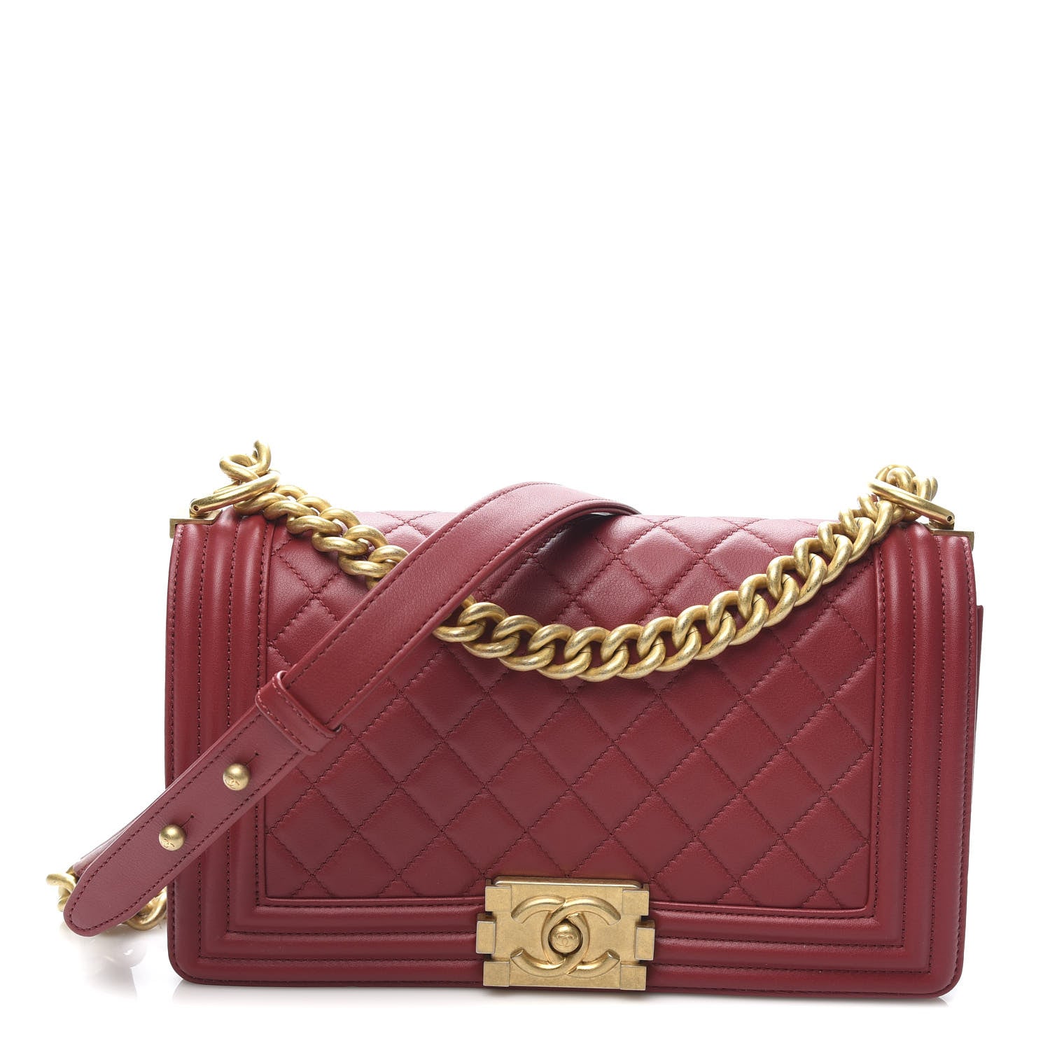 Chanel Calfskin Quilted Medium Boy Flap Red 1 of 10
