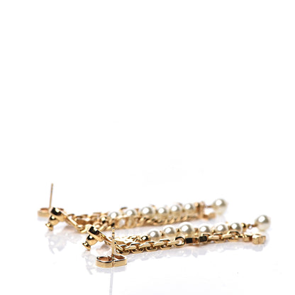 Christian Dior Pearl Danseuse Etoile Chain Dangle Earrings Gold 3 of 4
