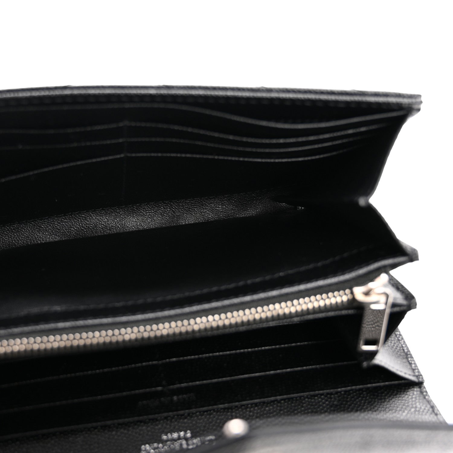 Saint Laurent Grain De Poudre Matelasse Chevron Monogram Flap Wallet Black 5 of 8