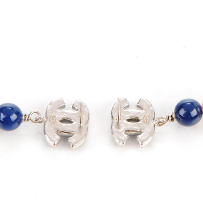Chanel Enamel CC Pearl Dangle Earrings Navy Silver 3 of 4