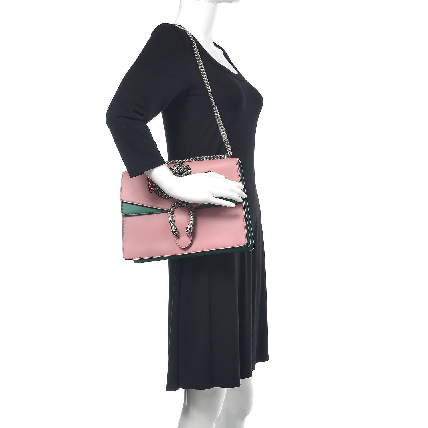 Gucci Calfskin Heart Embroidered Medium Dionysus Shoulder Bag Pink 2 of 12