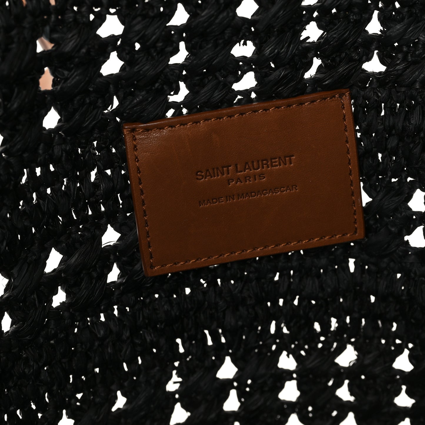 Raffia Calfskin Medium Panier Tote Black