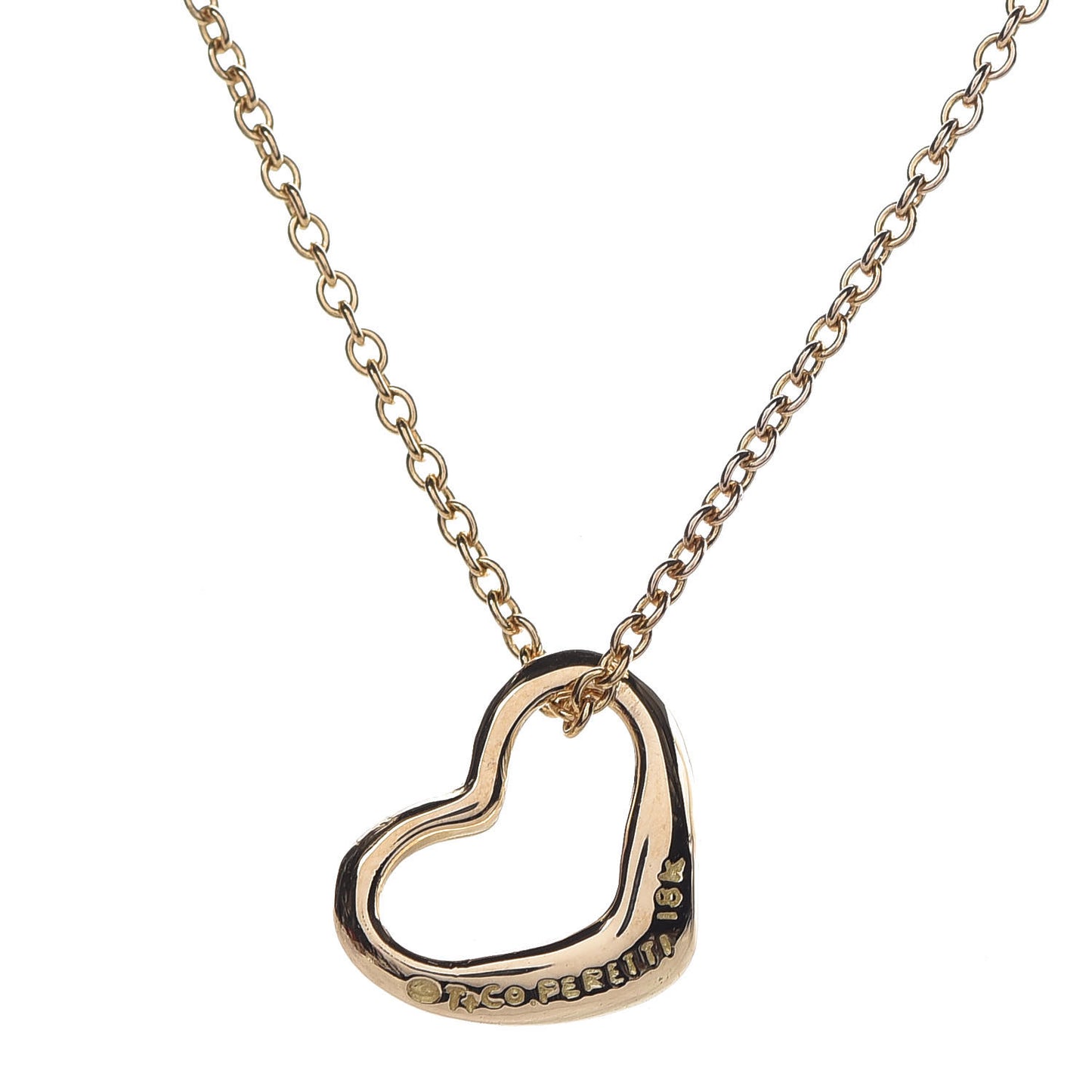 18K Yellow Gold 11mm Elsa Peretti Open Heart Pendant Necklace